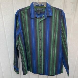 INC International Concepts Blue and Green Striped Men’s Shirt